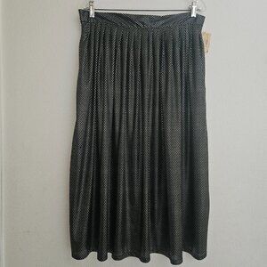 VTG NOS Fundamental Things Long Skirt Black Metallic Silver Polka Dots Size 18